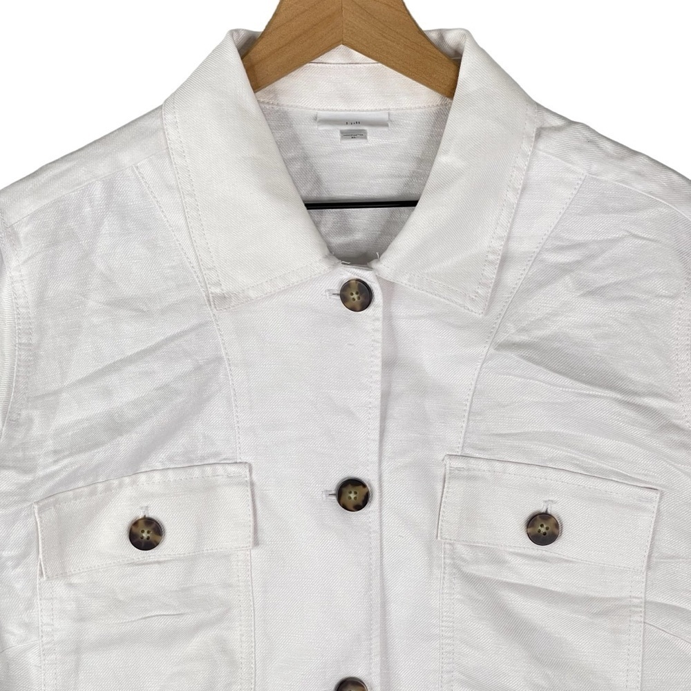 J Jill Jacket Womens XL Utility Field Camp Chore Linen Rayon Button Front Pocket - Picture 2 of 10